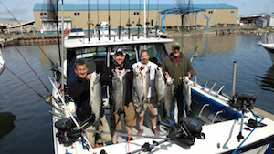 ABC Supply of Schenectady NY with a nice catch of king salmon and Brown Trout. Lake Ontario was good to our friends out of Oswego today