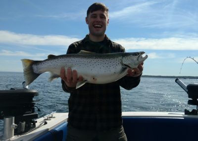 Football Brown Trout Taken by Ethan from Maine aboard The Proteus off Oswego thus morning !